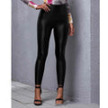 Mid-Waist PU Slim Fit Sexy Leather Pants for Women