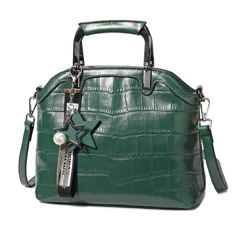 Crocodile Leather Backpack with Dual Straps